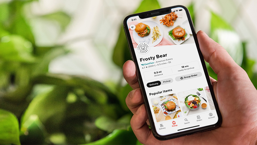 The DoorDash phone application. 